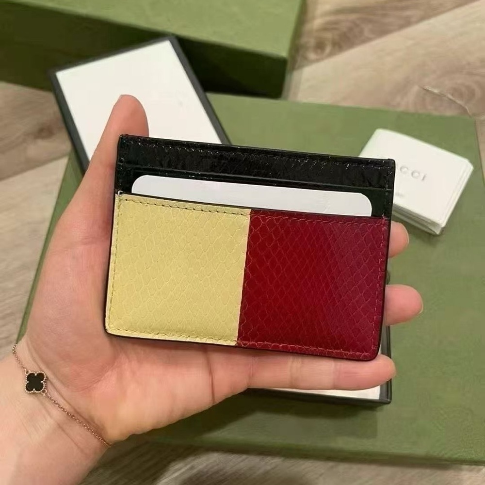 Authentic Gucci Tri Color Zumi Python Snake Skin Card Holder New in Box - Picture 2 of 3